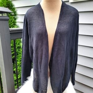 Eileen Fisher Linen Open Front Sweater M